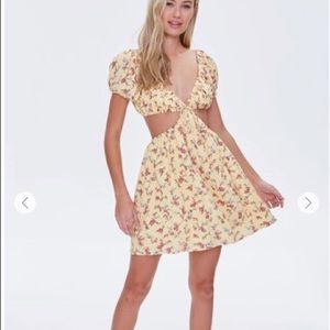 Forever 21 Floral Cutout Mini Dress